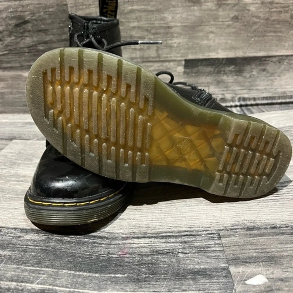 Doc Martens Air Wair Size 1US‎ Kids BLACK GLOSSY ANKLE HIGH SIDE ZIP 1460J